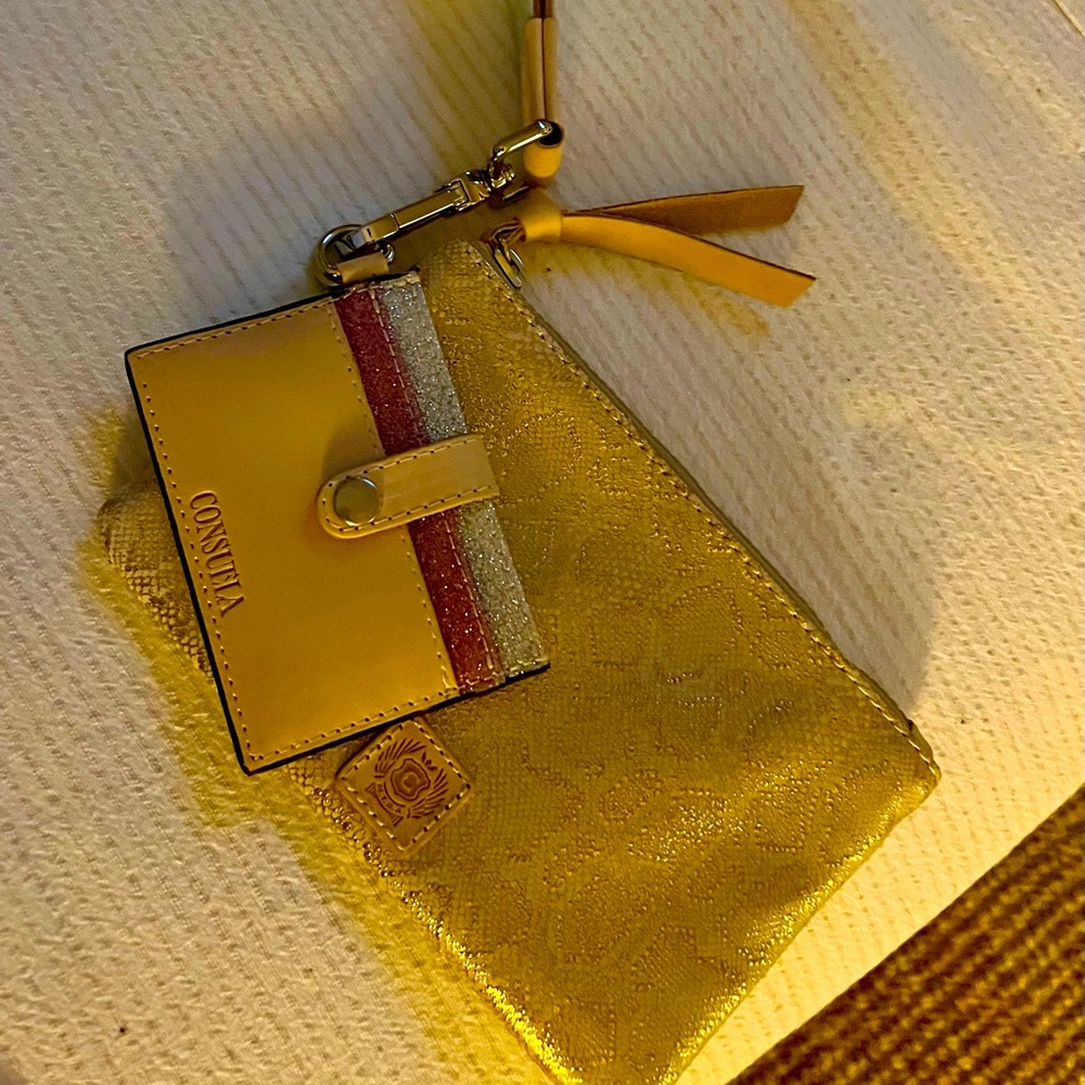 Consuela wristlet with gold pouch and light colored wallet & wristlet. NWOT